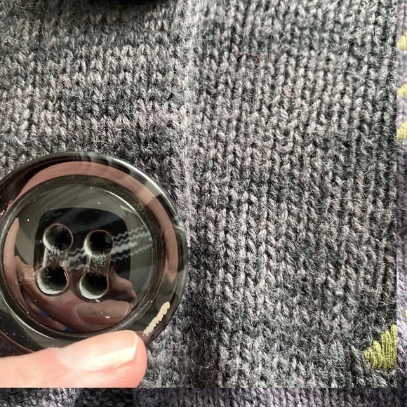 Timberlea Cardigan Sweater Large Sheep Trees Grey Snap Button Cottagecore Raime - Picture 5 of 8